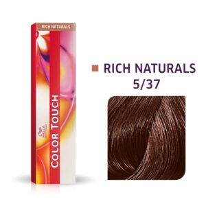 wella professionals, color touch, ammonia free, semi permanent hair dye, 5/37 light chestnut golden brown, 60 ml