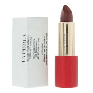 la perla, matte silk, matte silk, cream lipstick, 112, tiramisu red, 3.5 g *tester