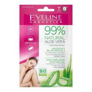 set duo, eveline cosmetics, 99% natural aloe vera, soothing, body post shaving gel, face and body, 2 pcs, 10 ml