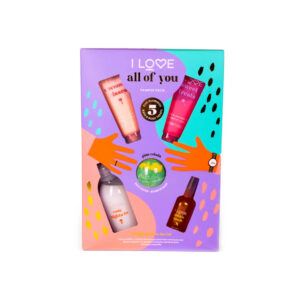 all of you set i love: coconut kisses, hydrating, body lotion, 75 ml + pina colada , bath bomb, 120 g + golden sands, refreshing, body spray, 100 ml + sweet treats, hydrating, shower gel, for all skin types, 75 ml + cosy night's, hydrating, shower gel, for all skin types, 250 ml