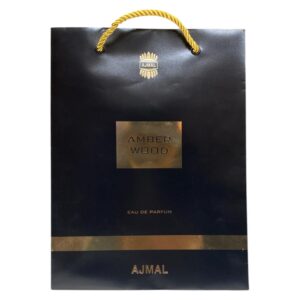 ajmal, amber wood, shopping, cardboard shopping bag, paper, black