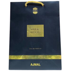ajmal, rose wood, shopping, cardboard shopping bag, paper, black