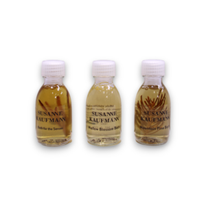 bath trio set susanne kaufmann: body care bath, for the senses, nourishing, bath oil, 30 ml + body care bath, mountain pine, relaxing, bath oil, 30 ml + body care bath, mallow blossom, nourishing, bubble bath, 30 ml