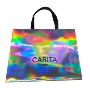 carita paris, carita, textile bag, large, silver, for women