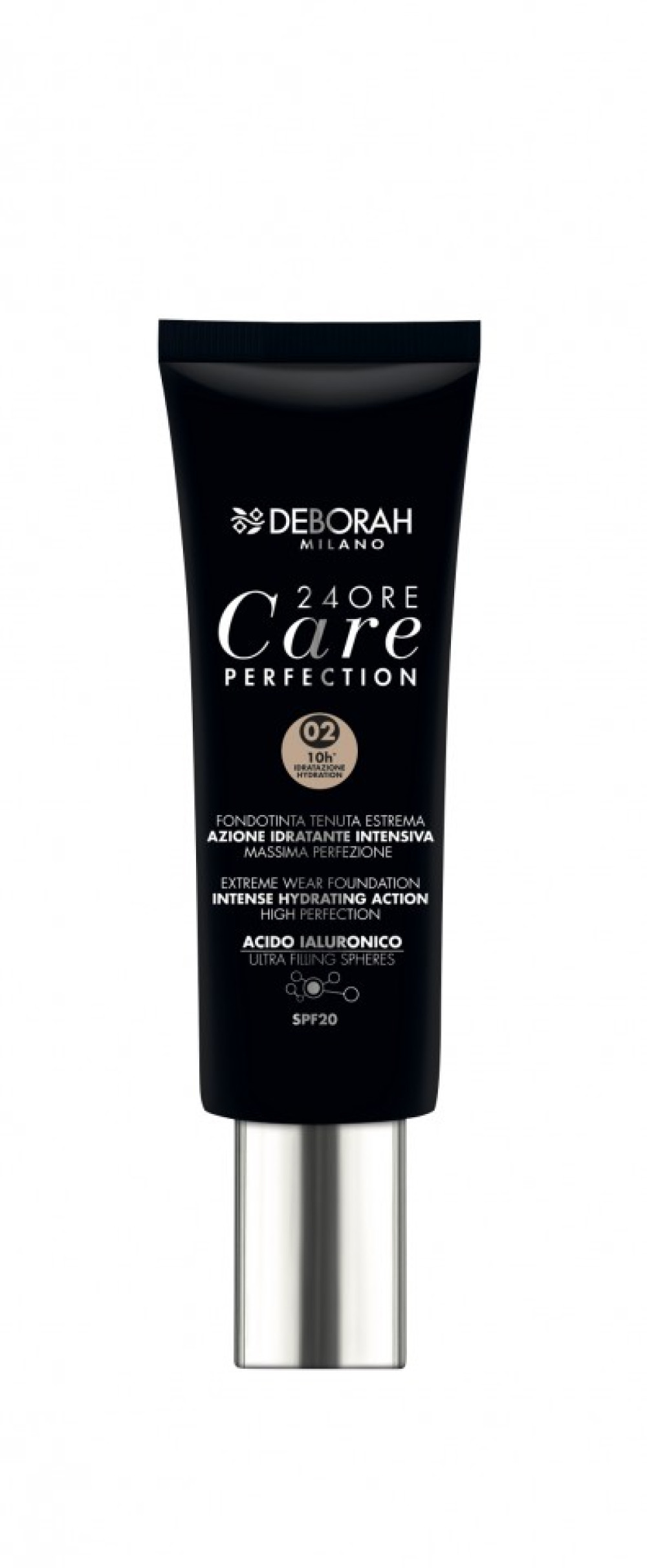 deborah, 24 ore care perfection, hydrating, liquid foundation, 02, beige, spf 20, 30 ml *tester deborah, 24 ore care perfection, hydrating, liquid foundation, 02, beige, spf 20, 30 ml *tester