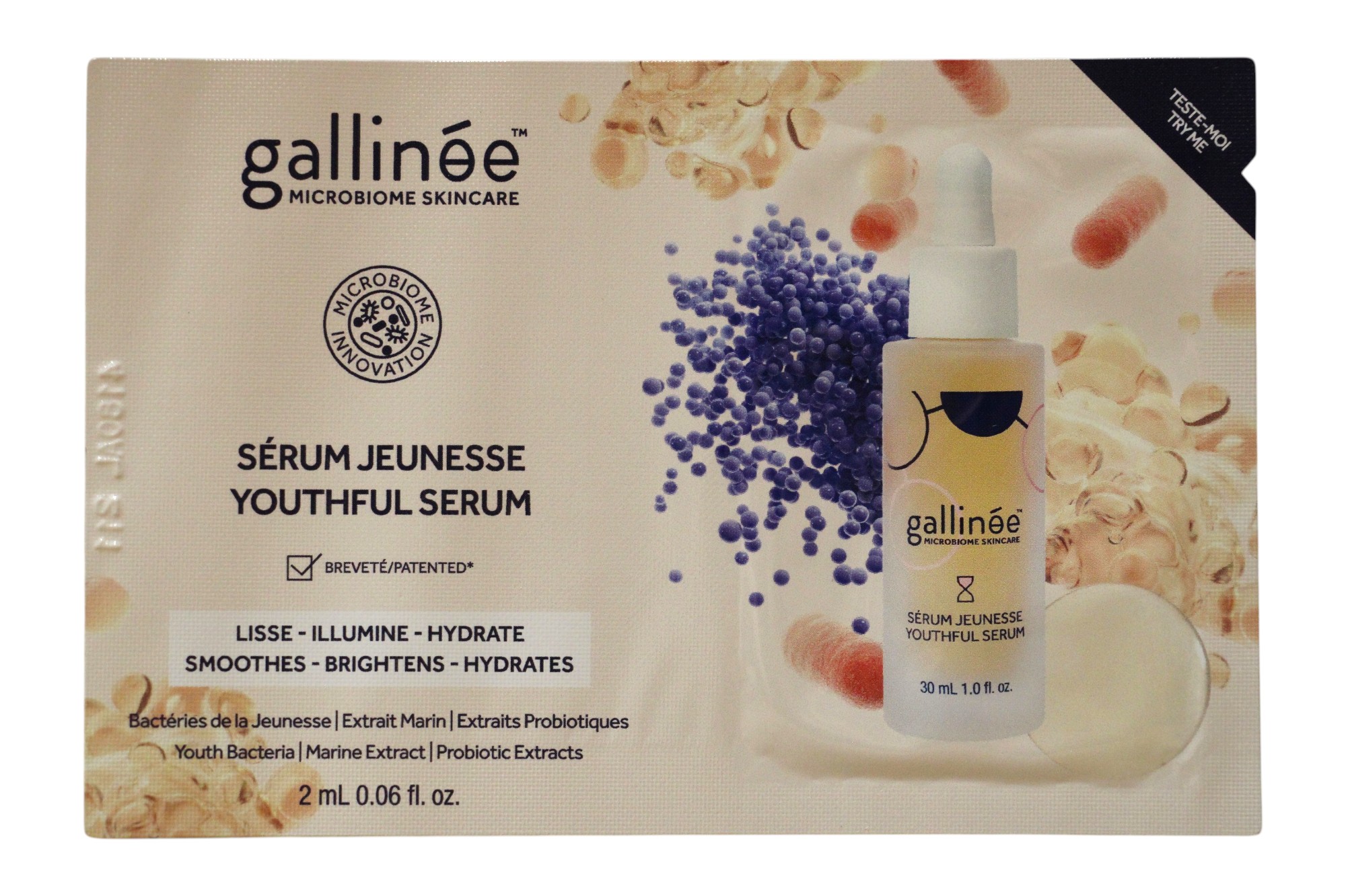 gallinee, microbiome skincare, prebiotics & probiotics & postbiotics, anti ageing, daily, serum, for face, 2 ml gallinee, microbiome skincare, prebiotics & probiotics & postbiotics, anti ageing, daily, serum, for face, 2 ml