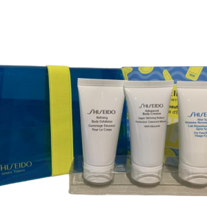 ginza tokyo summer beauty set shiseido: after sun intensive recovery, repairing, after sun emulsion, 30 ml + advanced body creator super slimming reducer, sculpting, concentrate, 30 ml + refining, hydrating, exfoliating lotion, 30 ml
