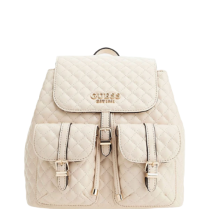guess, adam flap, polyurethane, textile backpack, stone, for women
