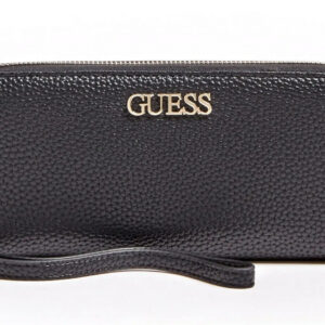 guess, alby, textile wallet, slg large zip, black, for women