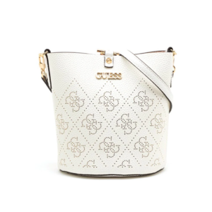 guess, amara, polyester, textile handbag, 4g logo bucket, white, hwsg8493010, 21 x 21 x 11 cm