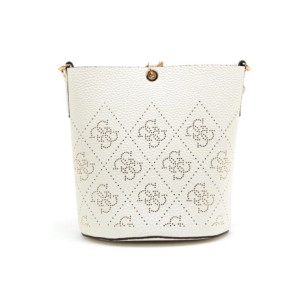 guess, amara, polyester, textile handbag, 4g logo bucket, white, hwsg8493010, 21 x 21 x 11 cm