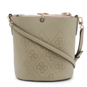 guess, amara, polyester, textile handbag, 4g logo, green, hwsg8493010, 22 x 20.5 x 14 cm