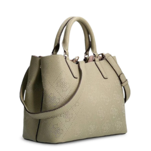 guess, amara, polyurethane, textile handbag, 4g logo, green, hwsg8493060, 29 x 22 x 14 cm