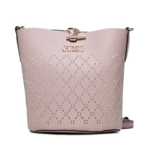 guess, amara bucket, synthetic leather, textile bag, powder pink, hwxg8493010, for women, 18/23 x 20 x 14 / 14/18 x 18 x 7 cm