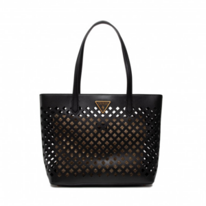 guess, aqua, textile bag, black/brown, for women, 29 x 32/40 x 12