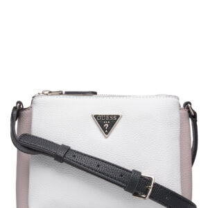 guess, becca, textile crossbody bag, white pink, for women