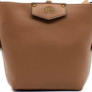 guess, brenton, ecological leather, textile bag, rigid structure, caramel, 6432, for women, 22 x 18 x 9 cm
