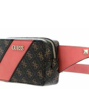 guess, camy, textile fanny pack, 4g logo, coral/brown, for women