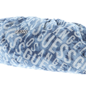 guess, central city, polyester, textile bag, clutch denim, blue, for women, 37 x 20 x11 cm