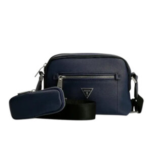guess, certosa, synthetic leather, textile crossbody bag, blue, hmcertp2228, 19.5 x 22.5 x 132 cm, for women