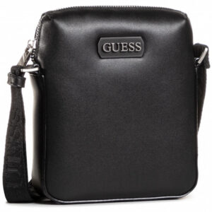 guess, dan, document holder, leather crossbody bag, black, mini, for men