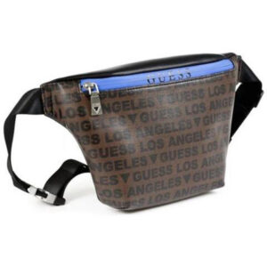 guess, dan, textile fanny pack, bum, black/brown, for men