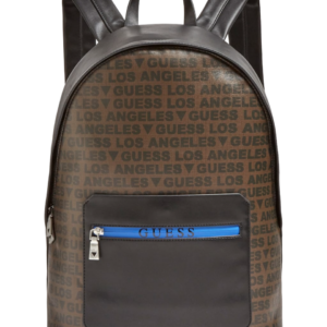 guess, dan, synthetic leather, textile backpack, black/brown, for men