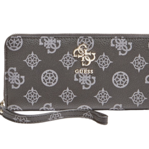 guess, digital, textile wallet, slg large zip, black, for women