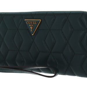 guess, elenia, textile wallet, slg large zip, forest, for women