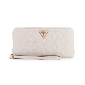 guess, elenia, textile wallet, slg large zip, stone, for women