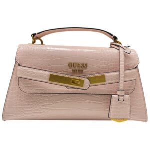 guess, enisa, polyurethane, textile bag, powder pink, ca842120, for women, 29 x 16.5 x 11 cm