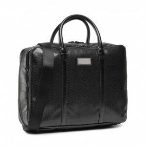 guess, guess, leather, leather briefcase, laptop compartiment, black, 40 x 30 x 9 cm, for men