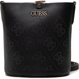 guess, amara, polyester, textile handbag, 4g logo, black, hwsg8493010, 22 x 20.5 x 14 cm
