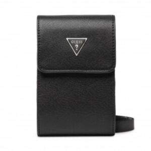 guess, guess, synthetic leather, badge holder, textile crossbody bag, black, hmcert, 11 x 17 x 4 cm, for women