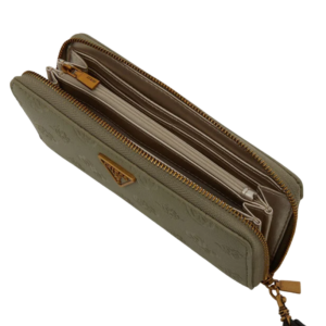 guess, helaina, textile wallet, 3 sided zip fastening, swpb8403460sag, green, for women