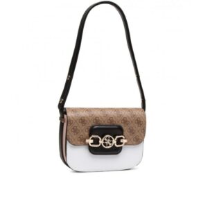 guess, hensely, textile bag, convertible xbody flap, latte, for women