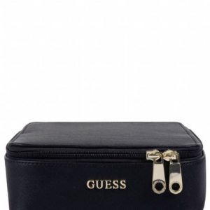 guess, holdall, synthetic leather, textile bag, jewelry case, black, for women, 18 x 6 x 18cm