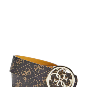guess, jensen not ajuster et rev, double sided model, textile belt, brown, mustard yellow, for women, 3.5 cm