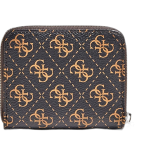 guess, kamryn, textile wallet, slg small zip, brown, for women