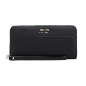 guess, katey, textile wallet, slg large zip, black, for women