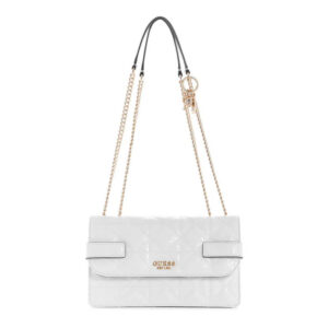 guess, malia, synthetic leather, textile bag, white, gg848821, for women, 25 x 15 x 9 cm