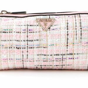 guess, manhattan, polyester, shoulder bag, textile crossbody bag, pink tweed, for women