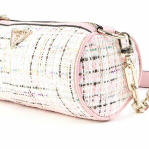 guess, manhattan, polyester, shoulder bag, textile crossbody bag, pink tweed, for women