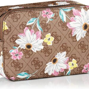 guess, noelle, double zip compartments, textile crossbody bag, floral, 20.32 x 7.62 x 13.97 cm, for women
