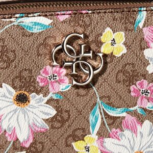 guess, noelle, double zip compartments, textile crossbody bag, floral, 20.32 x 7.62 x 13.97 cm, for women