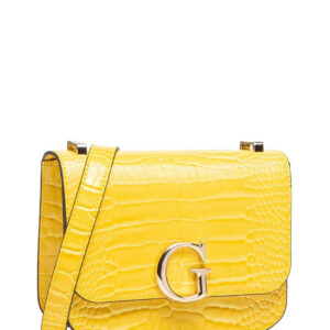 guess, corily, textile crossbody bag, yellow, 18.5 x 14.5 x 7 cm, for women