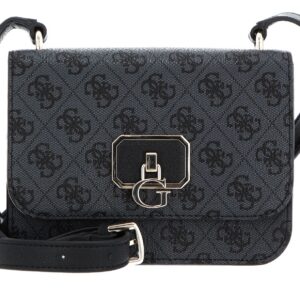 guess, noelle, belt, magnetic clip, textile crossbody bag, black, 14 x18.5 x7 cm, for women