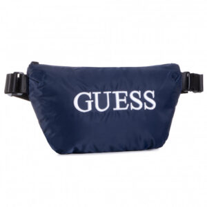 guess, quatro, textile fanny pack, blue, 19/28.5 x 17 x 4 cm, for men