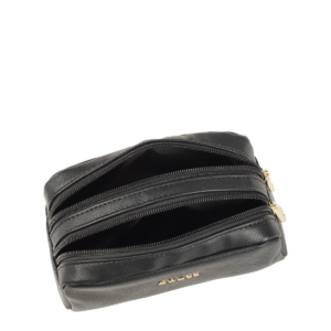 guess, saffiano vanilla, synthetic leather, textile bag, toiletry, black, for women, 23 x 17 x 8 cm
