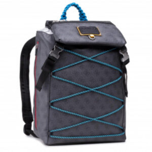 guess, salameda, polyester, textile backpack, blue, laptop compartiment, for men, 14 x 11.5 x 5.5 cm